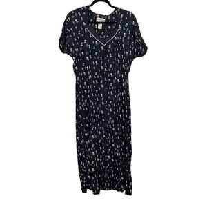 Vintage E.D. Michaels Button‎ Front Maxi Dress size 16 Prairie Cottagecore